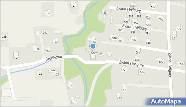 Andrychów, Franciszka Żwirki i Stanisława Wigury, 60a, mapa Andrychów