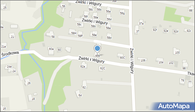 Andrychów, Franciszka Żwirki i Stanisława Wigury, 60b, mapa Andrychów