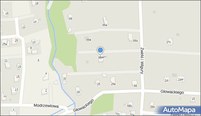 Andrychów, Franciszka Żwirki i Stanisława Wigury, 66H, mapa Andrychów