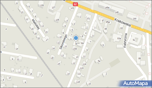 Andrychów, Franciszka Żwirki i Stanisława Wigury, 8, mapa Andrychów