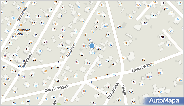 Biała Podlaska, Franciszka Żwirki i Stanisława Wigury, 11B, mapa Białej Podlaskiej