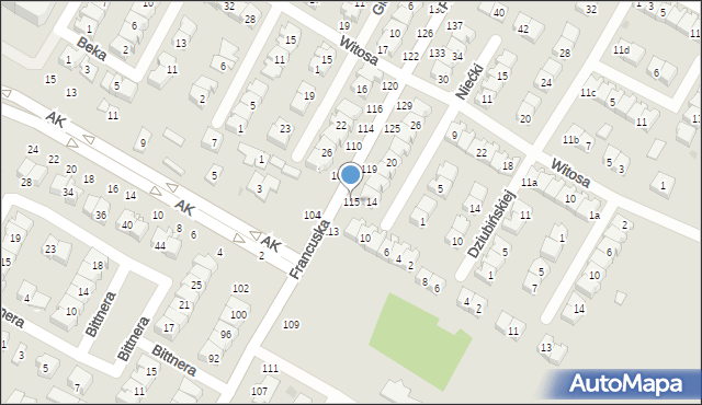 Biała Podlaska, Francuska, 115, mapa Białej Podlaskiej