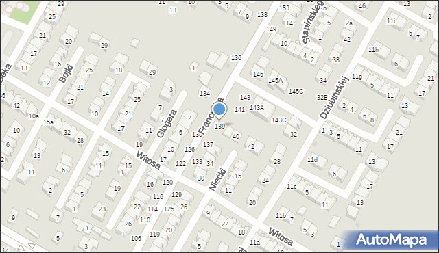 Biała Podlaska, Francuska, 139, mapa Białej Podlaskiej