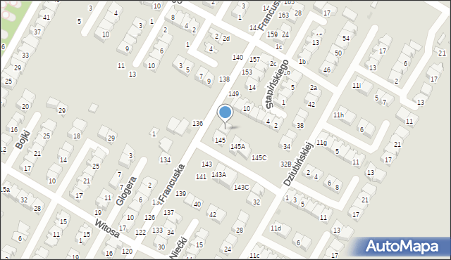 Biała Podlaska, Francuska, 147, mapa Białej Podlaskiej