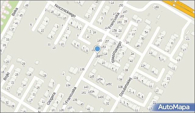 Biała Podlaska, Francuska, 149, mapa Białej Podlaskiej