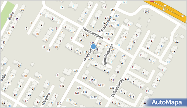 Biała Podlaska, Francuska, 151, mapa Białej Podlaskiej