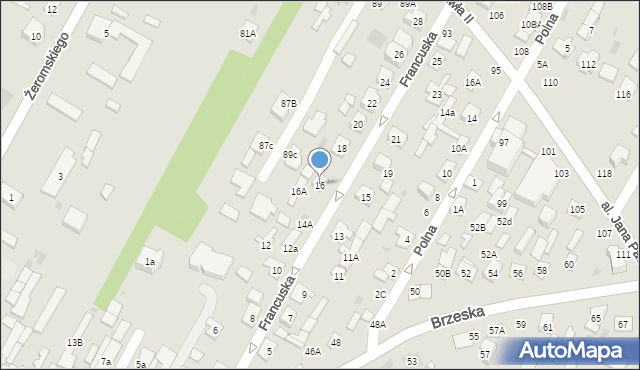 Biała Podlaska, Francuska, 16, mapa Białej Podlaskiej