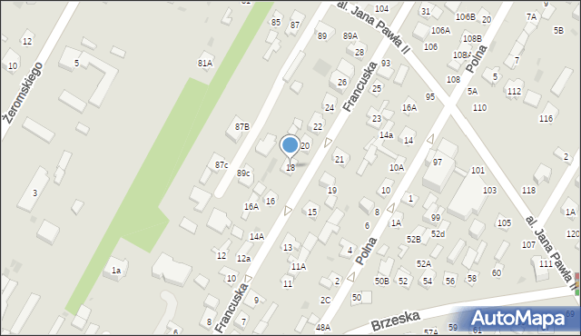 Biała Podlaska, Francuska, 18, mapa Białej Podlaskiej