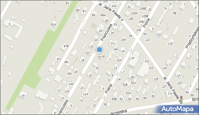 Biała Podlaska, Francuska, 21, mapa Białej Podlaskiej