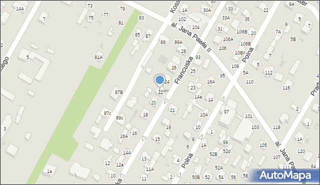 Biała Podlaska, Francuska, 22, mapa Białej Podlaskiej