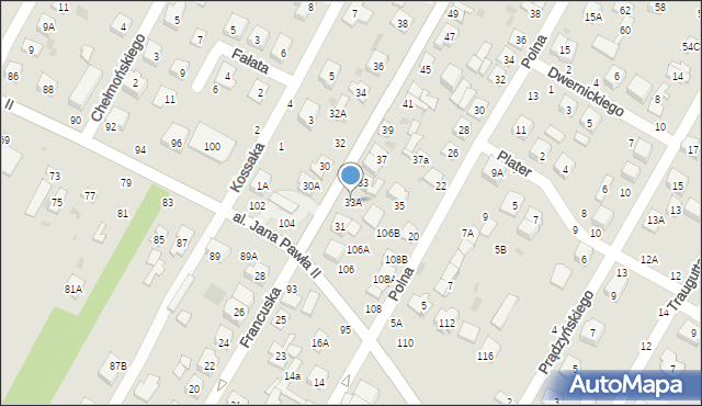 Biała Podlaska, Francuska, 33A, mapa Białej Podlaskiej