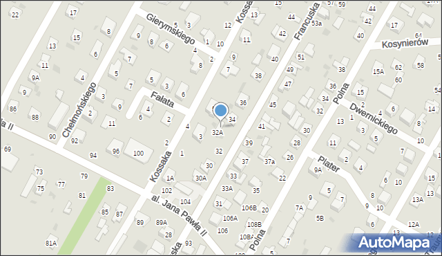 Biała Podlaska, Francuska, 34a, mapa Białej Podlaskiej