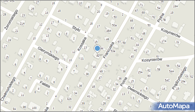 Biała Podlaska, Francuska, 42, mapa Białej Podlaskiej