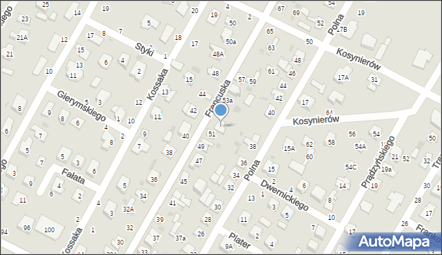 Biała Podlaska, Francuska, 53, mapa Białej Podlaskiej