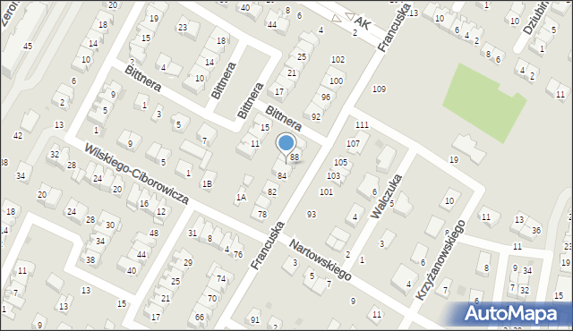 Biała Podlaska, Francuska, 86, mapa Białej Podlaskiej