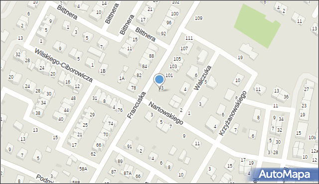 Biała Podlaska, Francuska, 97, mapa Białej Podlaskiej