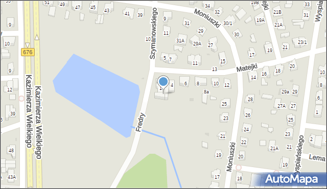 Białystok, Fredry Aleksandra, 1A, mapa Białegostoku