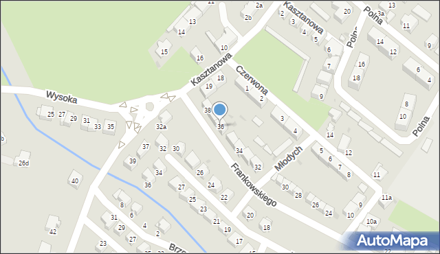 Bielawa, Frankowskiego Stefana, kmdr., 36, mapa Bielawa