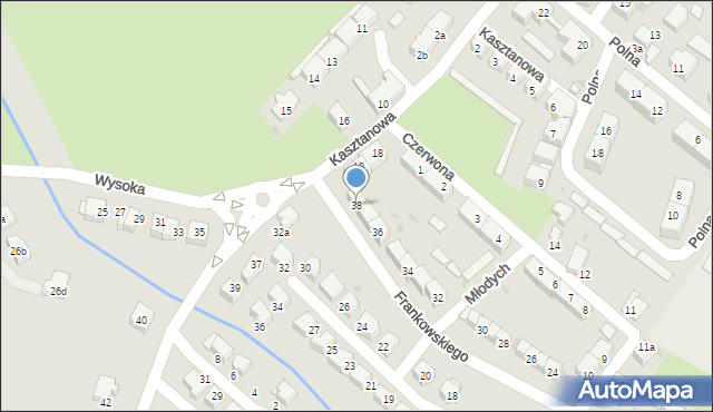 Bielawa, Frankowskiego Stefana, kmdr., 38, mapa Bielawa