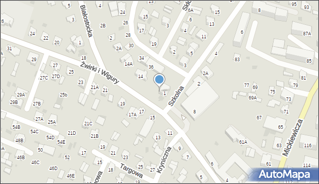 Bielsk Podlaski, Franciszka Żwirki i Stanisława Wigury, 10, mapa Bielsk Podlaski