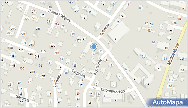 Bielsk Podlaski, Franciszka Żwirki i Stanisława Wigury, 13, mapa Bielsk Podlaski