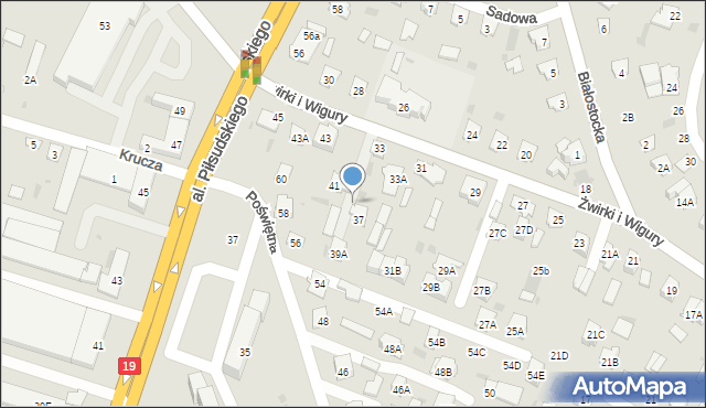 Bielsk Podlaski, Franciszka Żwirki i Stanisława Wigury, 33c, mapa Bielsk Podlaski