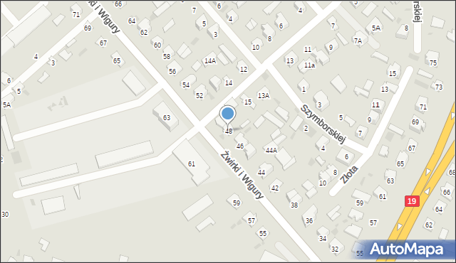 Bielsk Podlaski, Franciszka Żwirki i Stanisława Wigury, 48, mapa Bielsk Podlaski