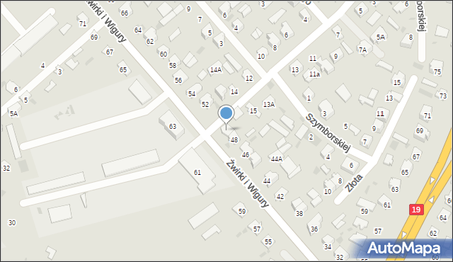 Bielsk Podlaski, Franciszka Żwirki i Stanisława Wigury, 50, mapa Bielsk Podlaski