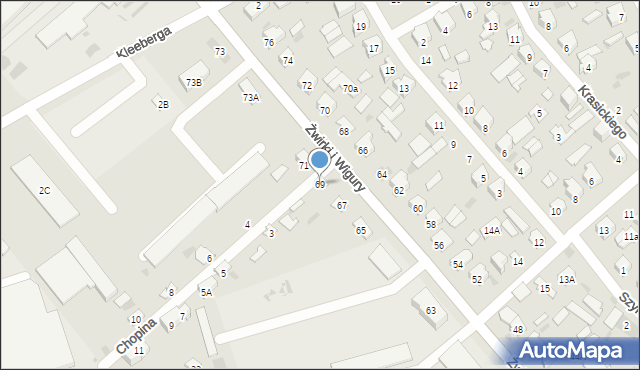 Bielsk Podlaski, Franciszka Żwirki i Stanisława Wigury, 69, mapa Bielsk Podlaski