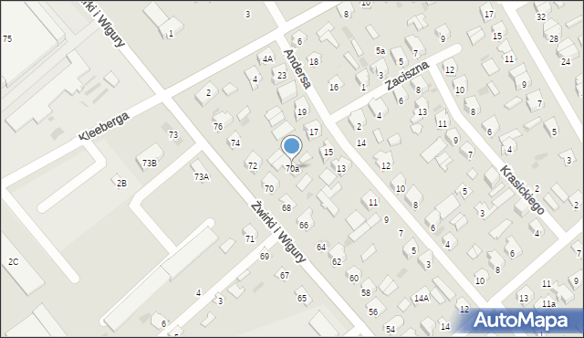 Bielsk Podlaski, Franciszka Żwirki i Stanisława Wigury, 70a, mapa Bielsk Podlaski