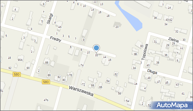 Blizne Jasińskiego, Fredry Aleksandra, 12, mapa Blizne Jasińskiego