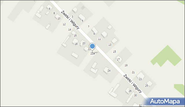 Borowno, Franciszka Żwirki i Stanisława Wigury, 22a, mapa Borowno