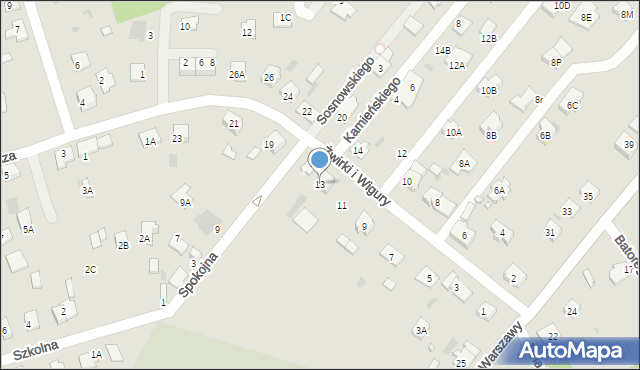 Brwinów, Franciszka Żwirki i Stanisława Wigury, 13, mapa Brwinów