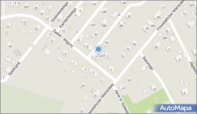 Brwinów, Franciszka Żwirki i Stanisława Wigury, 6D, mapa Brwinów