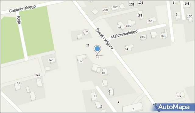 Brzezie k. Sulechowa, Franciszka Żwirki i Stanisława Wigury, 21, mapa Brzezie k. Sulechowa