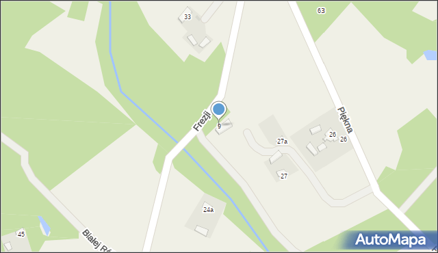 Budy Michałowskie, Frezji, 9, mapa Budy Michałowskie