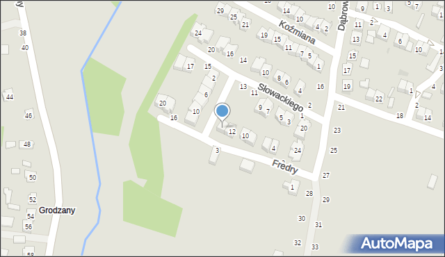 Bychawa, Fredry Aleksandra, 14, mapa Bychawa