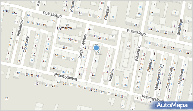 Bytom, Franciszka Żwirki i Stanisława Wigury, 3, mapa Bytomia