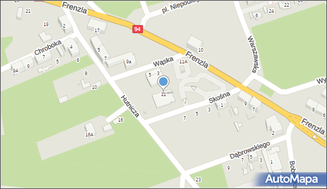 Bytom, Frenzla Jana, ks., 11, mapa Bytomia