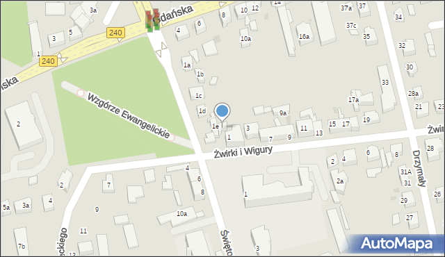 Chojnice, Franciszka Żwirki i Stanisława Wigury, 3a, mapa Chojnic