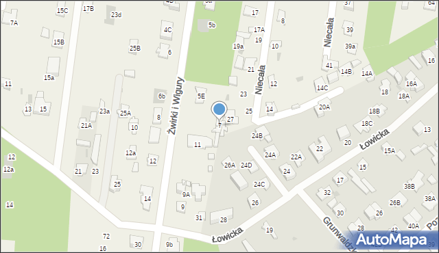 Chotomów, Franciszka Żwirki i Stanisława Wigury, 7, mapa Chotomów