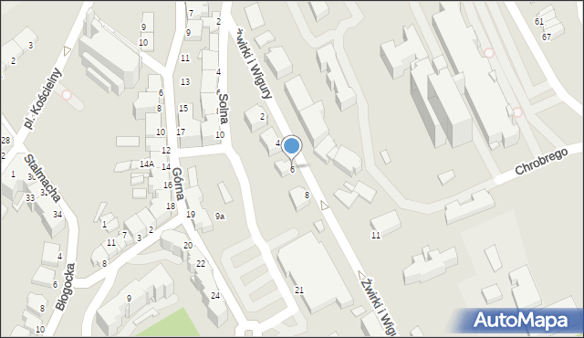 Cieszyn, Franciszka Żwirki i Stanisława Wigury, 6, mapa Cieszyna