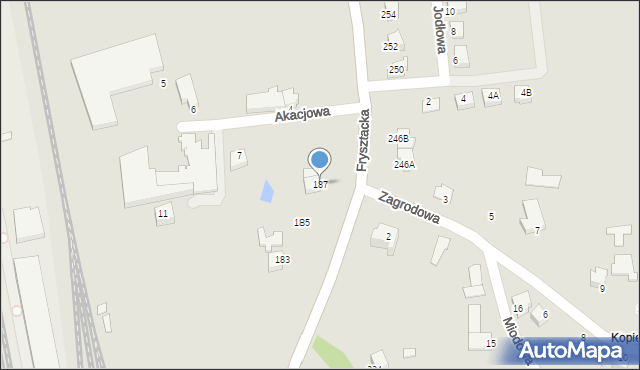 Cieszyn, Frysztacka, 187, mapa Cieszyna