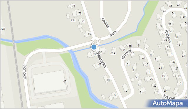 Cieszyn, Frysztacka, 65, mapa Cieszyna