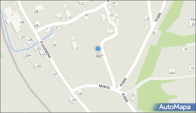 Cieszyn, Frysztacka, 93g, mapa Cieszyna