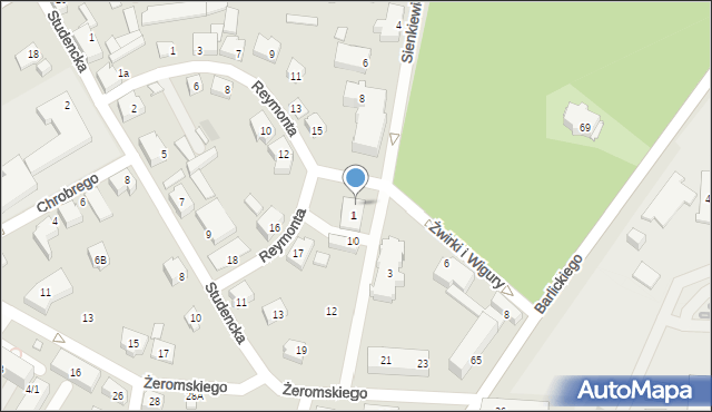 Czechowice-Dziedzice, Franciszka Żwirki i Stanisława Wigury, 2, mapa Czechowic-Dziedzic