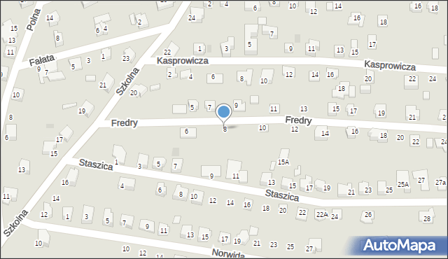 Czechowice-Dziedzice, Fredry Aleksandra, 8, mapa Czechowic-Dziedzic