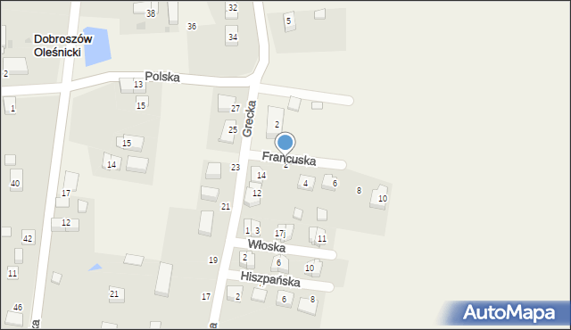 Dobroszów Oleśnicki, Francuska, 2, mapa Dobroszów Oleśnicki