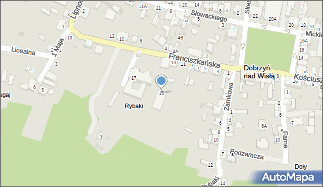 Dobrzyń nad Wisłą, Franciszkańska, 15, mapa Dobrzyń nad Wisłą