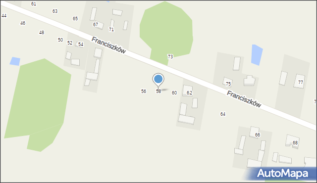 Franciszków, Franciszków, 58, mapa Franciszków